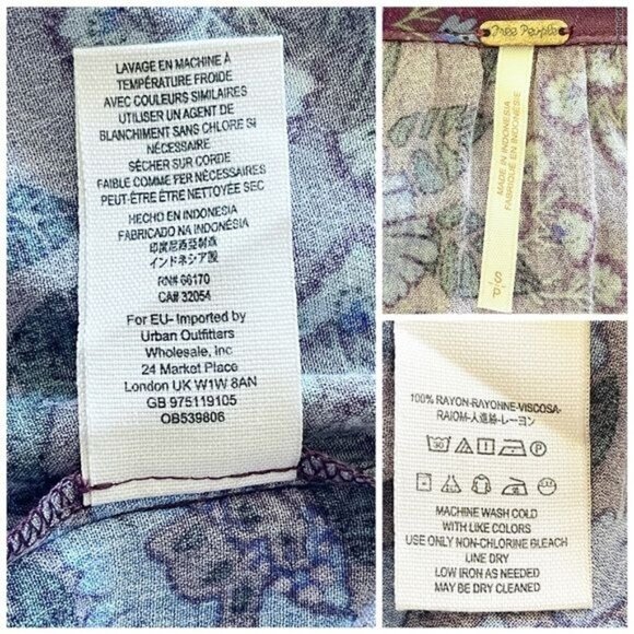 Free People Magic Mystery Print Tunic Dress Floral Boho Dress bell sleeves small - Picture 9 of 10